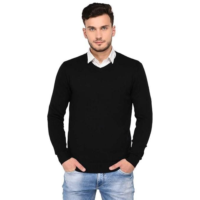 Full Sleeve Winter Wear Wool V-Neck Plain Full Sweater for Men