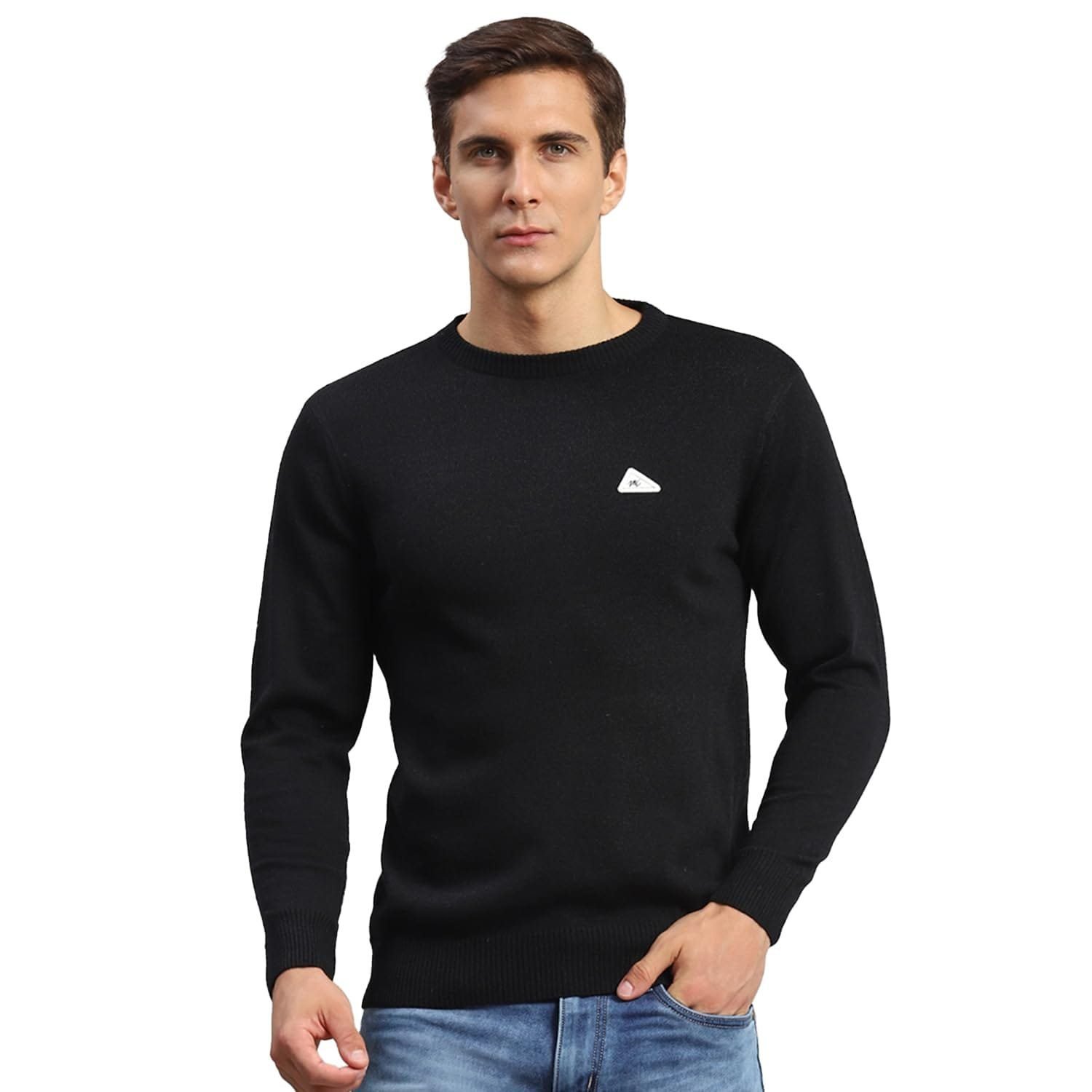 Monte Carlo Mens Solid Round Neck Full Sleeve Pullover