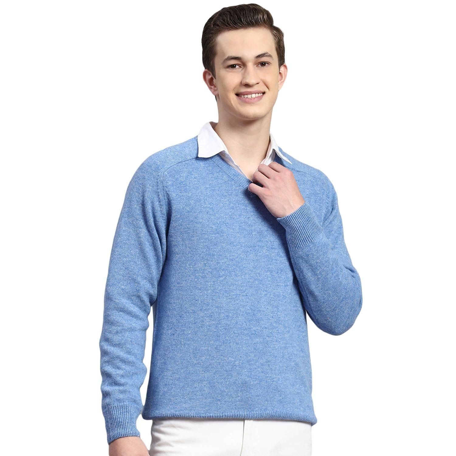 Monte Carlo Mens Solid V Neck Full Sleeve Pullover (1240116VN)