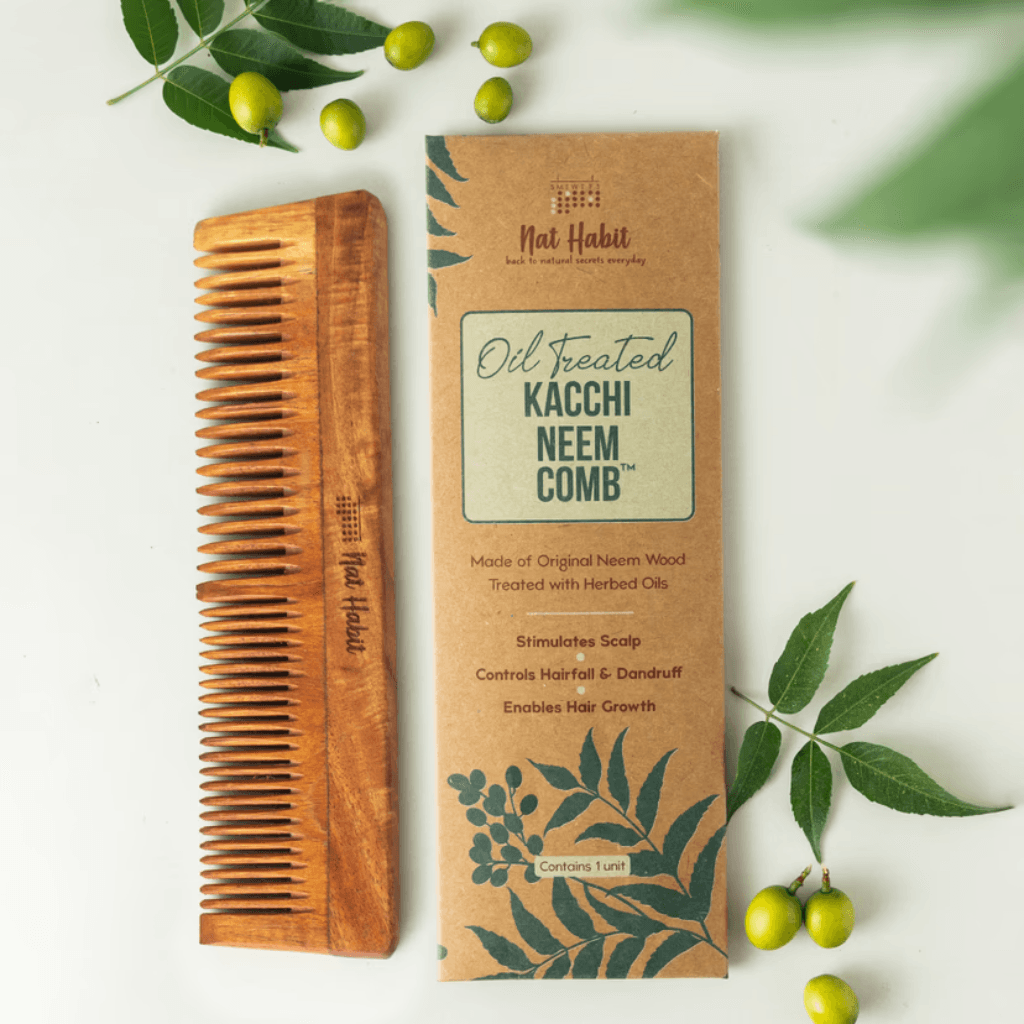 Oil-treated kacchi neem comb