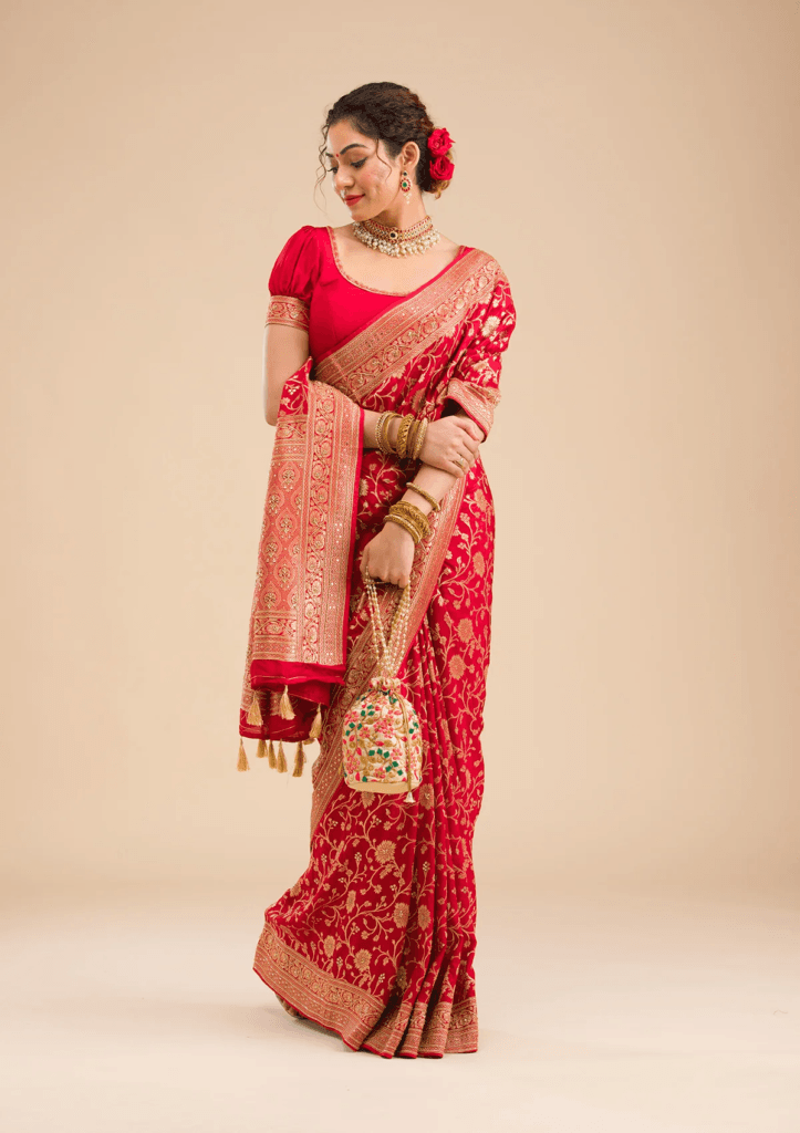 Red Zariwork Banarasi Silk Saree