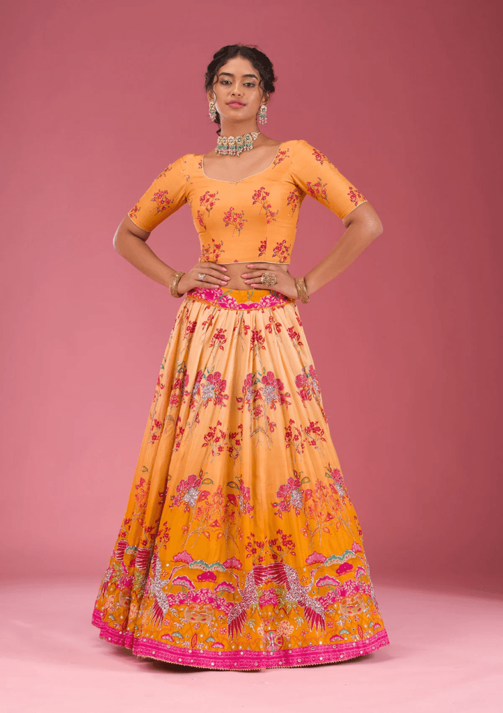 Yellow Cutdana Silk Readymade Lehenga