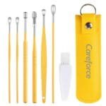 Careforce – The Force Behind Your Health Ear Cleaning Kit Steel Ear Cleaner Reusable Ear Wax Remover Tool Kit Set With Storage Pack, Ear Curette Cleaner And Spring Ear Buds Cleaner 6 Pcs Set Yellow