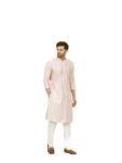 See Designs Men Full Sleeve Chanderi Silk Sequins Mandarin Collar Side Slit Kurta