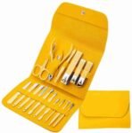 Taxila 16 in 1 Manicure Kit Stainless Steel Pedicure Kit Nail Care Tools Toenail Clippers with Luxury Leather Bag (Yellow)