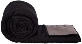 Amazon Brand – Solimo Microfibre Reversible Double Bed Comforter/Quilt/AC Blanket| Double|Black and Grey|220 GSM | TC – 80