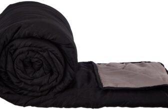 Amazon Brand – Solimo Microfibre Reversible Double Bed Comforter/Quilt/AC Blanket| Double|Black and Grey|220 GSM | TC – 80
