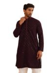 SOJANYA (Since 1958 Men’s Cotton Contrast Embroidered Sequinned Long Kurta