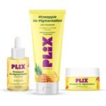 PLIX – THE PLANT FIX Pineapple Pigmentation Skincare Kit For Dark Spot Removal | Cleanser, Face Serum and Moisturizer Combo With 2% Alpha Arbutin For Women & Men, Pack of 3