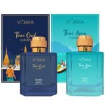 VOKKA Thai Oud & Thai Aqua 200 ml | Pack of 2 x 100ml Unique Unisex Luxury Long Lasting Woody Aquatic Perfume Gift Set For Men And Women | Aquatic Scent Eau De Parfum | EDP Fragrance for Gift | Notes: Aqua Woody Musky