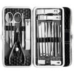 GDNK 18 IN 1 Stainless Steel Professional Manicure Set Nail Cutter For Women Nail Scissors Luxury Grooming Kit Manicure Pedicure Kit For Women (Black)