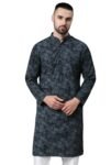 Majestic Man Men Cotton Mandarin Collar Ethnic Motifs Printed Long Regular Kurta