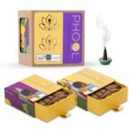 PHOOL LUXURY INCENSE Pack Of 2 Natural Incense Cones, Meditation Pack – 80 Organic Dhoop Cones | Fragrances – Nagchampa & Patchouli | Dhoop Cones For Pooja | Free Dhoop Stand Inside