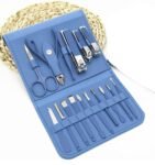 Taxila 16 in 1 Manicure Kit Stainless Steel Pedicure Kit Nail Care Tools Toenail Clippers with Luxury Leather Bag (Blue)