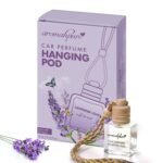 Aromahpure Premium Car Perfume Hanging Pod |10 ML |French Lavender Fragrance Car Air Freshener |Natural Fragrance Oils in Glass Bottle with Wooden Diffuser Lid |Last Upto 30 Days, IFRA Certified