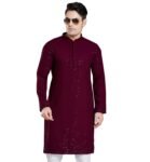 DIVISIVE Men’s Sequince Embroidered Cotton Blend Only Slim Fit Kurta