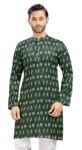 Studio Shringaar Men’s Cotton Ikat Printed Knee Length Relax Fit Kurta
