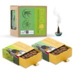 PHOOL LUXURY INCENSE Mosquito Repellent|Pack Of 2(80 Organic Dhoop Cones|2 Fragrances- Citronella&Eucalyptus)+1 Free Ceramic Holder|Handrolled|Sulphur&Charcoal Free|100% Organic(500 Gms)