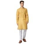 BELLAZO Men’s 100% Cotton Embroidered Kurta | Elegant Self Design
