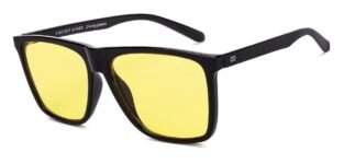 Vincent Chase By Lenskart | Black Yellow Full Rim Square | NIGHT DRIVING GLASSES | Branded Latest and Stylish Sunglasses | 100% UV Protected | For Men & Women | Large | VC S14525