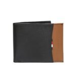 Tommy Hilfiger Mudcreek Leather Slimfold Wallet for Men – Black & Tan, 8 Card Slots