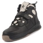 FAUSTO Men High Ankle Casual Chunky Lace Up Sneakers with Hook and Loop Closure Strap|Rubber Outsole High Top Basketball Shoes