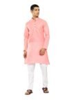 Aarika Mens Ethnic Wear Pink Colour Solid Cotton Kurta Pyjama Set