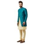 SOJANYA Men’s Silk Blend Solid Kurta & Pyjama Set