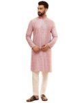 SOJANYA (Since 1958 Men’s Cotton Rayon Shiny Thread Sequinned Kurta with White Pyjama