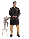 Amzira Mens Ethnic Wear Green Kurta Pajama with Stylish Long Jacket Set