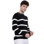 Terby Men Striped Flat Knit Polo T-Shirt Pack-1 Knitted Polo T Shirt Knit Cotton Blend Regular Fit Short Sleeve Polo Neck Standard Length Neck