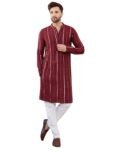 See Designs Men Full Sleeve Side Slit Chanderi Silk Sequins Mandarin Collar Kurta
