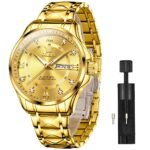 OLEVS Watches for Men Fashion Diamond Analog Quartz Men’s Easy Reader Watch Stainsteel Steel Date Waterproof Luminous Business Watch