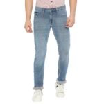 Spykar Men Light Blue Cotton Stretch Regular Fit Narrow Length Clean Look Mid Rise Jeans (Rover)