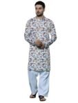 GRECIILOOKS Cotton Solid Regular Pajama Stylish Pyjama Set Embroidery Sequin Kurta for Men