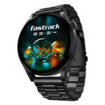 Fastrack Radiant FX4 Premium Metal Smart Watch, 3.8 cm EdgeX AMOLED Display, Functional Crown, SingleSync BT Calling, SOS, AI Voice Assistant, 100+ Sports Modes & Smartwatch Faces, IP68 (Black)
