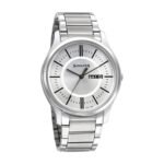 Sonata Quartz Analog with Day and Date Silver Dial Stainless Steel Strap Watch for Men-NS77082SM02W/NT77082SM02W