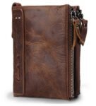 Contacts Men’s Genuine Leather Wallet | RFID Blocking Wallet for Men | Bifold Zip Wallet| 7 Card Slots, 1 ID Window