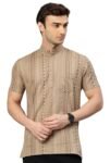Majestic Man Men Slim Fit Ethnic Motifs Cotton Printed Half Sleeve Short Kurta