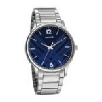 Sonata Smart Plaid Quartz Analog Blue Dial Stainless Steel Strap Watch for Men-NR77105SM01W/NT77105SM01W