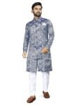 Amzira Men’s Traditional Printed Round Neck Knee Length Indo Western Ethnic Wear Dress Set