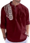 FOLGEN Men’s Solid Cotton Blend Full Sleeve Straight Kurta Regular Fit Short Kurta Shirt for Men