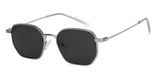 VINCENT CHASE EYEWEAR By Lenskart|Silver Grey Full Rim Hexagonal Branded Latest And Stylish Sunglasses|Polarized And 100% Uv Protected|Men & Women|Small|Vc S14463