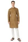 BELLAZO Men’s Cotton Silk Solid Textured Long Kurta Full Sleeves – Casual Ethnic Wear