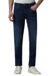 Louis Philippe Men’s Tapered Fit Mid Rise Comfy All Day Comfort Jeans
