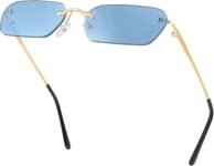 ELEGANTE Retro Narrow Rimless Sunglasses UV Protection Coating Vintage Rectangle Sunglasses for Women Men