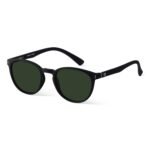 Woggles |Full Rim Round Branded Latest and Stylish Sunglasses |Polarized and 100% UV Protected |Unisex | Medium |Lens: Green, Frame: Black