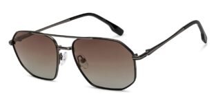 John Jacobs | Gunmetal – Brown | Full Rim Rectangular Stylish & Premium Polarized Sunglasses | Polarized and 100% UV Protected | Men & Women | Extra Wide | JJ S15861