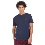 U.S. POLO ASSN. Men Comfort Fit Pure Cotton I686 Henley Lounge Regular Fit T-Shirt – Pack of 1