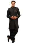 VASTRAMAY Men Silk Blend Casual Style Sherwani Set Imported Fabric Designer Indowestern and Pant style Pyjama